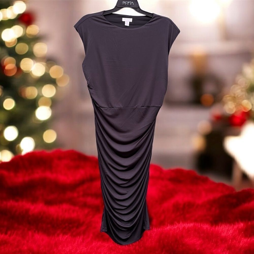 Women's Plus Black Sleeveless Open Back Midi Dress, Below Knee Length, Size XXL - Picture 11 of 11